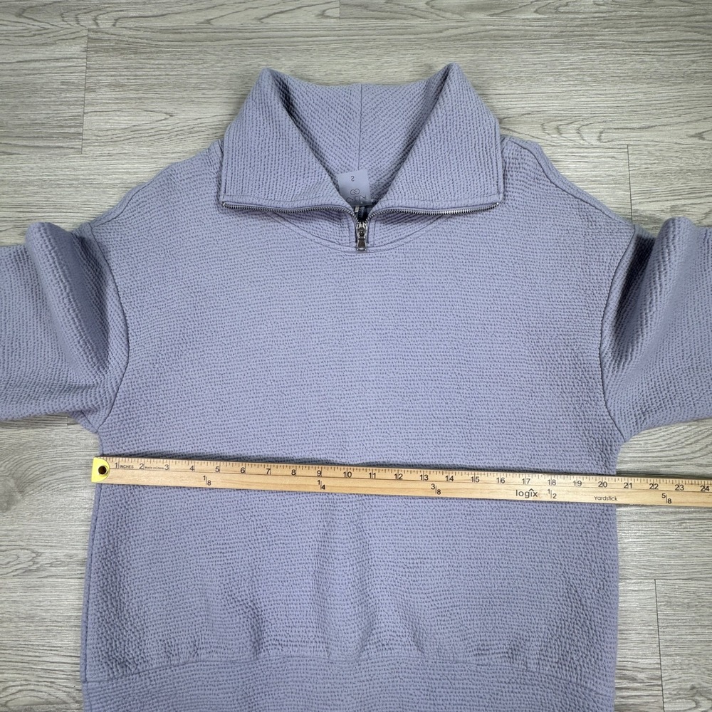 CALIA Women Pullover Quarter Zip Textured Sweatshirt Lavender Purple Small Cozy - Picture 4 of 7